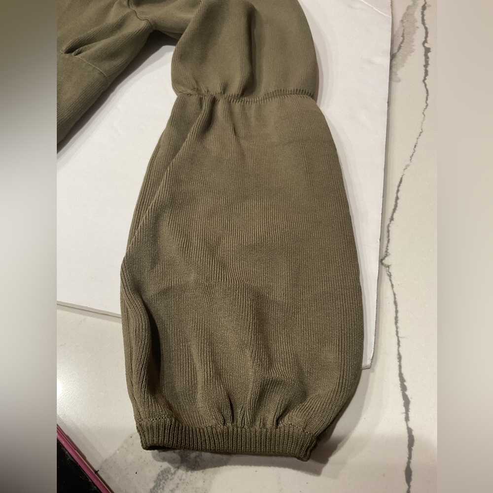 Zara Olive Green Puff Sleeve Crop Blouse Size M - Picture 10 of 12